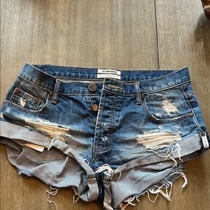 Distressed One Teaspoon Blue Denim Women's Cutoff Shorts